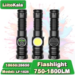 10W White/Yellow Flashlight 750-1500LM Adjustable, Red Flash Mode, Waterproof Design, Ideal for Camping/Emergency