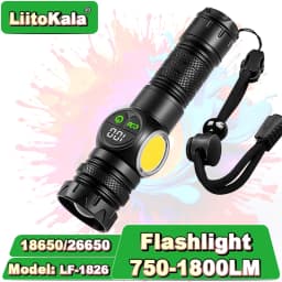 10W White/Yellow Flashlight 750-1500LM Adjustable, Red Flash Mode, Waterproof Design, Ideal for Camping/Emergency