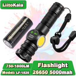 10W White/Yellow Flashlight 750-1500LM Adjustable, Red Flash Mode, Waterproof Design, Ideal for Camping/Emergency