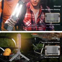 8000mAh Telescopic Camping Lamp, USB Rechargeable Flash Light，Waterproof 8 Modes Dimmable for Outdoor Hiking Emergency Survival