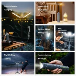 8000mAh Telescopic Camping Lamp, USB Rechargeable Flash Light，Waterproof 8 Modes Dimmable for Outdoor Hiking Emergency Survival
