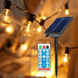 Solar G40 Outdoor String Lights with Remote Controls LED Shatterproof Globe Bulb IP65 Waterproof Patio Light for Garden Decor