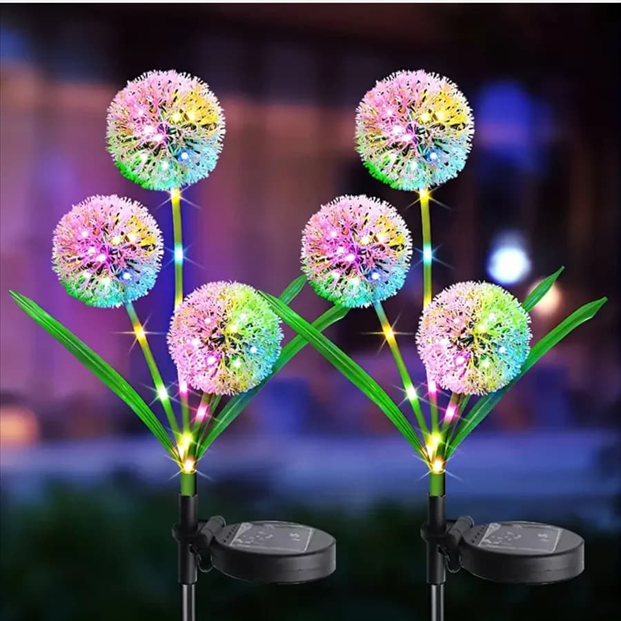 1PC/2PC 1 Head/3 Head Solar LED Dandelion Outdoor Ground Mounted Light, Suitable for Courtyard, Garden, and Landscape Decoration