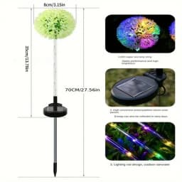 1PC/2PC 1 Head/3 Head Solar LED Dandelion Outdoor Ground Mounted Light, Suitable for Courtyard, Garden, and Landscape Decoration