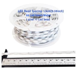5V WS2812 WS2811 Programmable LED Strip – RGBIC Dream Color Individually Addressable Fairy Lights, 3-Wire Cable, Pixel Lighting