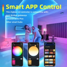 DOMRAEM 20A ZIGBEE3.0 LED Strip Controller DIMMER RGB RGBWCCT 5 in 1 Compatible with HU*E SmartThings Echo plus (No Tuya) Alexa