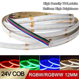 High Density 5M/Roll 784leds/m 24V RGBW RGBWW COB Led Strip RA90 12mm High Brightness Dimmable Led Strip Light