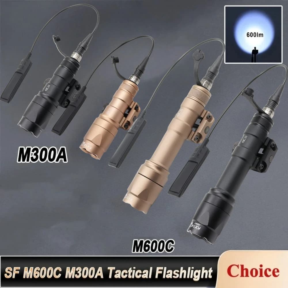 M300A M600C Tactical LED Flashlight Weapon Scout Light Fit 20mm Picatinny Rail Hunting Airsoft Accessory for Outdoor Hunting