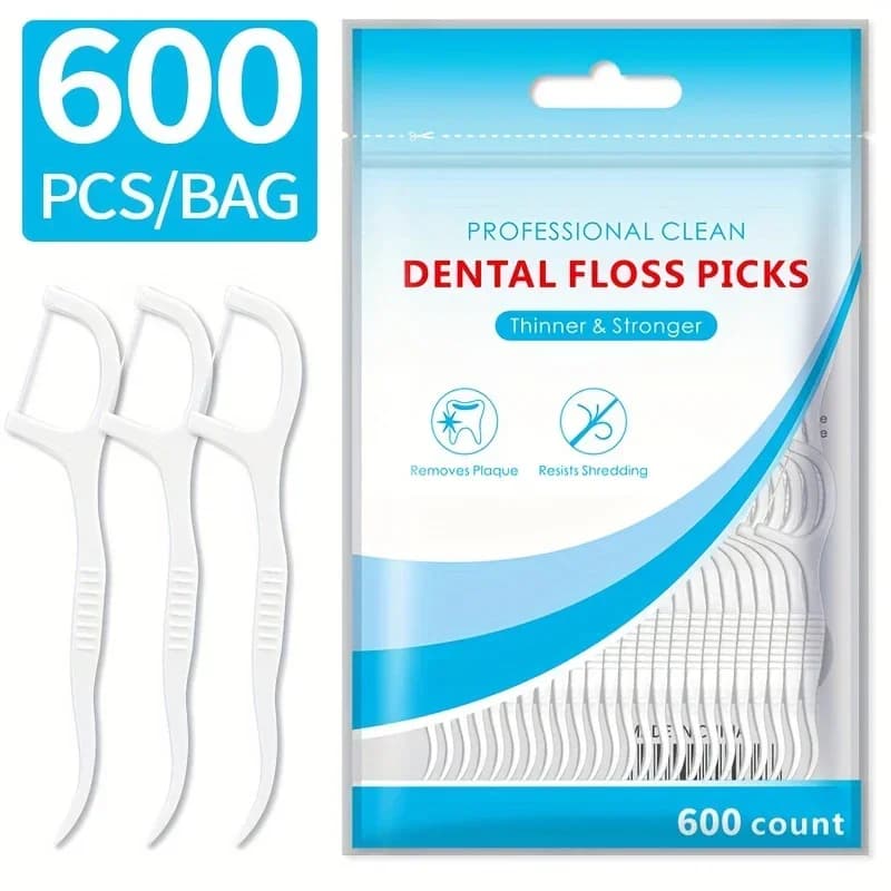 600PCS Floss Family Pack Ultra-fine Toothpick Disposable Flat Floss Portable Portable Flossing Double Head Use Oral Hygiene