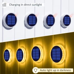 Solar LED Outdoor Deck Lights IP68 Waterproof Garden Step Lighting Auto On/Off Stairs Patio Pathway Yard Fence Wall Lamp