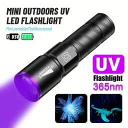 395nm LED UV Flashlight Type C Rechargeable Zoom Torch Light for Ink Dryer Money Fluorescer Detector UV Oil Curing Purple Light