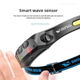 SMILING SHARK COB Headlamp Powerful Induction LED Sensor Head Torch USB Charging Battery Flashlight for Fishing Outdoor Riding