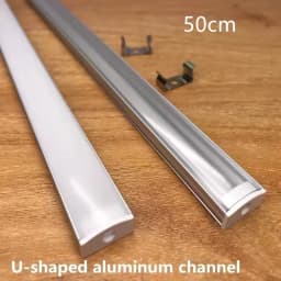 LED Strip Aluminum Profile 50CM Recessed Surface Mounted Aluminium Channel with Diffuser PC Cover for 8mm 10mm Linear Lighting