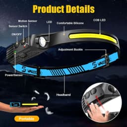 LED Headlamp Sensor Headlight With Built-in Battery Head Flashlight USB Rechargeable Work Light Head Lamp Super Bright Torch