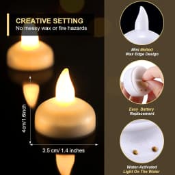 12/24Pcs Flameless LED Floating Candles Waterproof Flameless Tea Lights Flickering Lighting for Pool Bathtub Bath Wedding Decor