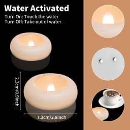 12/24Pcs Flameless LED Floating Candles Waterproof Flameless Tea Lights Flickering Lighting for Pool Bathtub Bath Wedding Decor