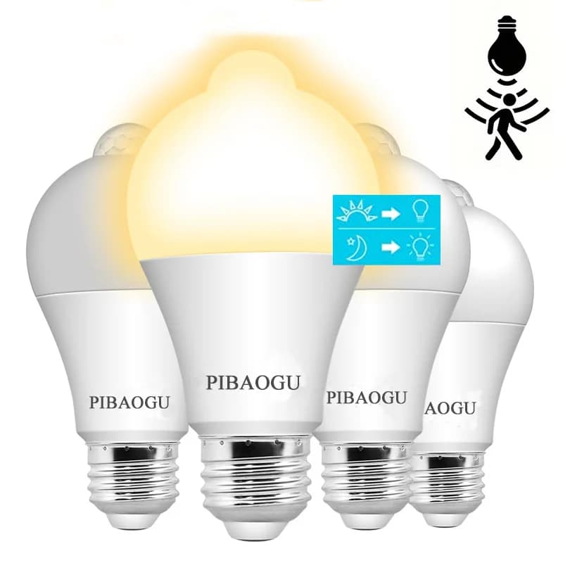 4PCS E27 PIR Motion Sensor LED Bulb 6W 9W 12W Dusk Dawn Led light bulb 110V 220V Working in Night For Home Stair Hallway bedroom