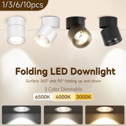 LED Downlights 3 Color Change Room Decor Fixture Foldable Spotlight Indoor Ceiling Lamp for Bedroom Living Room Kitchen Led Spot