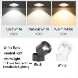 LED Downlights 3 Color Change Room Decor Fixture Foldable Spotlight Indoor Ceiling Lamp for Bedroom Living Room Kitchen Led Spot