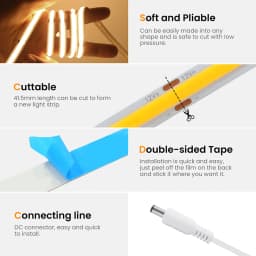 Motion Sensor 5V Led COB Light Strip Battery Usb Powered Auto ON/OFF Liner Lighting Diode for Cabinet Wardrobe Kitchen Staircase