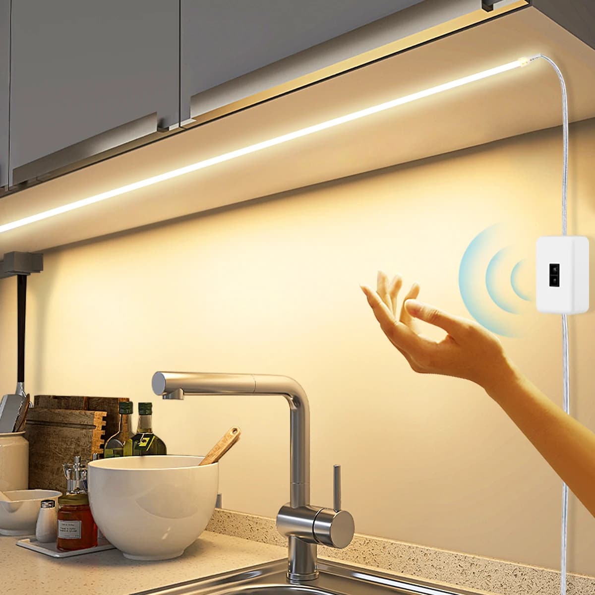 DC5V USB LED Under Cabinet Light COB Strip With Hand Scan / Dimmable Touch Sensor Switch / Push Switch For Kitchen Lighting