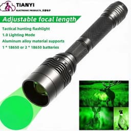 Green Light Flashlight, Single Mode Green Led Hunting Light, Zoomable Light for Hunting, Green Torch for Night Vision, Astronomy