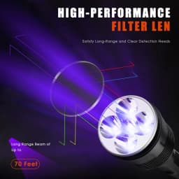 UniqueFire 50W UV500 365NM Black Light LED Flashlight High Power and Long Range Grade Beam Best for Professional/Commercial Use
