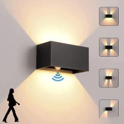 LED Outdoor Wall Lamps 24W LED Motion Sensor Black/White IP65 Waterproof Indoor Outdoor Lighting Adjustable Wall Light