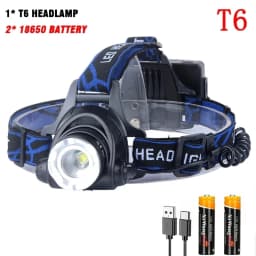 Powerful LED Headlamp 18650 Battery USB Rechargeable Headlight Zoomable Waterproof Head Flashlight for Camping Fishing Outdoor