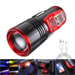 Night FishingLight Super Bright 4 Light Source Fishing Searchlight Bait Charging Purple Blue Light Zoomable Handheld Flashlight