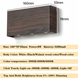 Wireless Portable LED Wall Lamp Touch Dimming Wall Lights Type-C Charging Night Light Bedside Stairside Corner Decor, 3 Colors