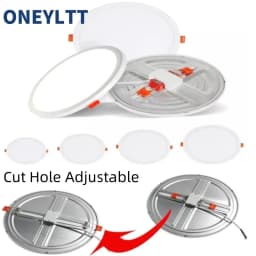 LED Panel Lights Ultra Thin Ceiling Downlight 50mm to 200mm Cut Hole Adjustable Panel Light AC85-265V Indoor Lighting Lamp