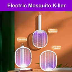 2026 Foldable USB Rechargeable Mosquito Racket Angle Adjustable Electric Mosquito Killer With UV Light Trap Insect Exterminator