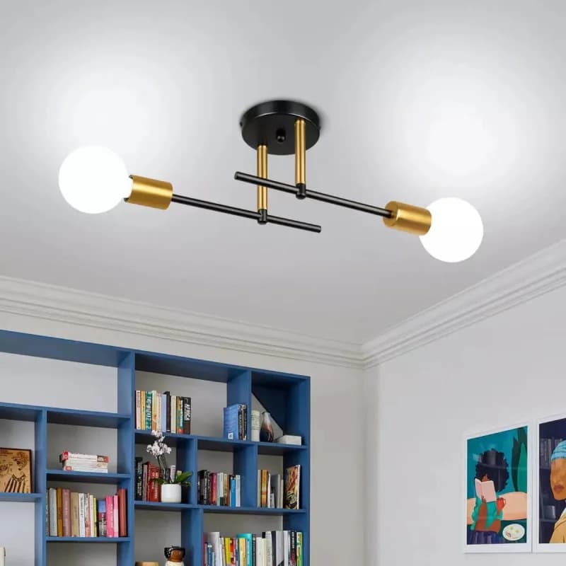 Nordic Simple Living Room Ceiling Light 2 Lamps Modern Long Iron Arm Ceiling Light for Bedroom Dining Room Kitchen E27 AC85-265v