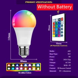 LED RGB Light Bulb AC 220V 230V E27 Lampas LED 7W IR Remote Control Changeable Colorful RGBW Led Lamp Spotlight Bulb