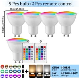 1-10PCS RGB GU10 LED Spotlight Bulb 24 Key Remote Control Dimmable 6W AC220V 110V Colorful Change for Bedroom Living Room Lamp