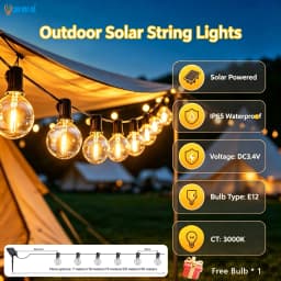 Outdoor Solar LED String Lights Remote Control Camping Tent Waterproof Fairy Lights Pergola Garden Solar String Light Decoration
