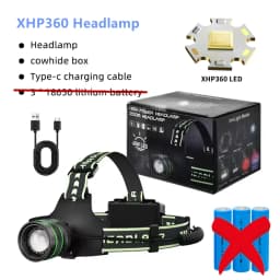 High Power Spotlight Long Range LED Headlamp Headlight Type-C USB Rechargeable Wave Hand Induction Head Flashlight For Camping