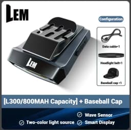 LEM COB Headlight Rechargeable Ultralight USB Head Flashlight 180lm Clip on Hat Light Motion Sensor Headlamp for Fishing Camping