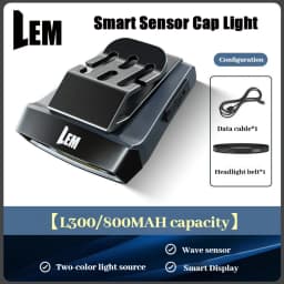 LEM COB Headlight Rechargeable Ultralight USB Head Flashlight 180lm Clip on Hat Light Motion Sensor Headlamp for Fishing Camping