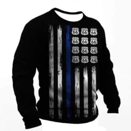 3D Print Fall T-Shirt Vintage Men's T Shirt Long Sleeve Top Tees USA Route 66 Letter Graphic Oversized Loose Clothing 5XL