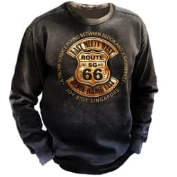 3D Print Fall T-Shirt Vintage Men's T Shirt Long Sleeve Top Tees USA Route 66 Letter Graphic Oversized Loose Clothing 5XL