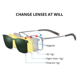 FONEX Titanium Glasses Frame Men Square Magnet Clip Eyeglasses with 3D & Night Vision & Polarized Lens Japanese Eyewear 85760