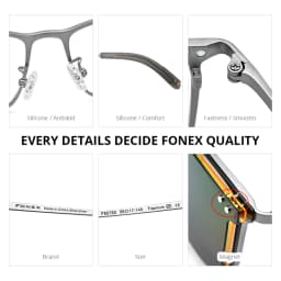 FONEX Titanium Glasses Frame Men Square Magnet Clip Eyeglasses with 3D & Night Vision & Polarized Lens Japanese Eyewear 85760