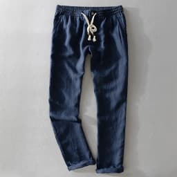 New Men's Linen Trousers Straight Tube Rope Solid Color Casual Linen Trousers Men Breathable