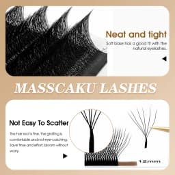 Wholesale MASSCAKU 10cases/lot 0.07mm Thickness Waterproof W Design Eyelashes Wispy Handmade Premade Volume Fans Eyelash Bundles