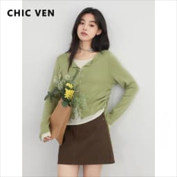 CHIC VEN New Korean Women Sweaters Slim Pullover Design Female Top O Neck Drawstring Waist Knitted Jumpers Spring Summer 2025