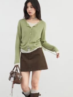CHIC VEN New Korean Women Sweaters Slim Pullover Design Female Top O Neck Drawstring Waist Knitted Jumpers Spring Summer 2025