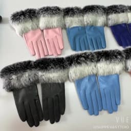 New Arrival Wholesale Women's Real Sheepskin Leather Gloves With Rabbit Fur Cuffs Female Cycling Warm Gloves Fleece Lining