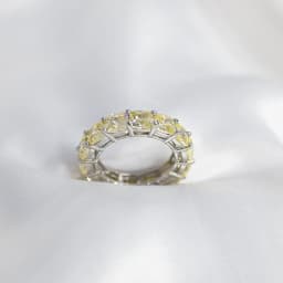 OEVAS Full 5*5mm High Carbon Diamond Wedding Rings S925 Silver Plated 18K Gold for Women Eternity Ring Party Fine Jewelry Gift